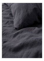 Barine Washed Linen Keten Çift Kişilik Nevresim Antrasit 200x220 - Görsel 3