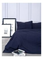 Barine Washed Linen Keten Çift Kişilik Nevresim Indigo 200x220