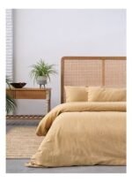 Barine Washed Linen Keten Çift Kişilik Nevresim Kum Beji 200x220