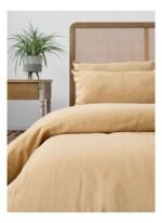 Barine Washed Linen Keten Çift Kişilik Nevresim Kum Beji 200x220 - Görsel 2