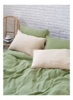 Barine Washed Linen Keten Çift Kişilik Nevresim Mint Yeşili 200x220