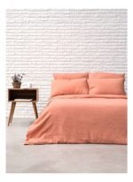 Barine Washed Linen Keten Çift Kişilik Nevresim Şeftali Rengi 200x220 - Görsel 2