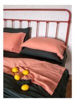 Barine Washed Linen Keten Çift Kişilik Nevresim Şeftali Rengi 200x220 - Görsel 4