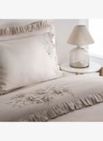 Ecocotton Zaira Çift Kişilik Nevresim Takımı %100 Organik Pamuk Saten El Nakışlı Bej 200x220 Cm - Görsel 3