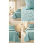 0 Pamuk Kumaş Kapitoneli Mint Çok Amaçlı Tek Kişilik Yatak Örtüsü Seti 1 Adet 180 X 230 / 1 Adet 50 X 70 Cm - Görsel 3