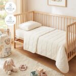 0 Pamuk Kumaş Kapitoneli Ekru Çok Amaçlı Bebek Yatak Örtüsü Seti 1 Adet 100 X 150 / 1 Adet 37 X 47 Cm - Görsel 2