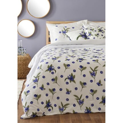 0 Pamuk Ranforce Blueberry Çift Kişilik Nevresim Seti (200x220 Cm) Çok Renkli