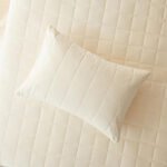 0 Pamuk Kumaş Kapitoneli Ekru Çok Amaçlı Tek Kişilik Yatak Örtüsü Seti 1 Adet 180 X 230 / 1 Adet 50 X 70 Cm - Görsel 2