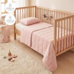 0 Pamuk Kumaş Kapitoneli Pembe Çok Amaçlı Bebek Yatak Örtüsü Seti 1 Adet 100 X 150 / 1 Adet 37 X 47 Cm