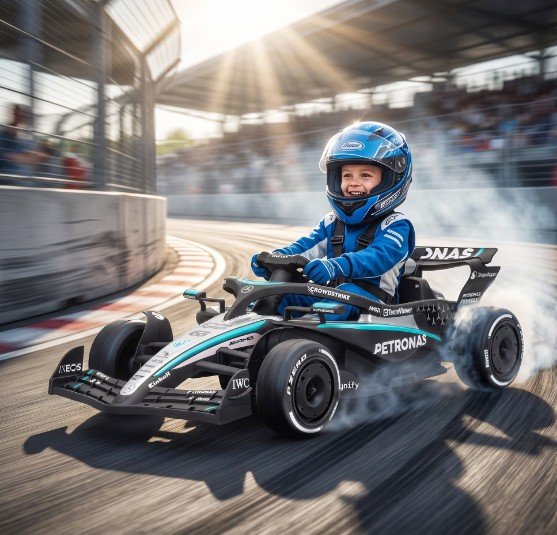 Ekran görüntüsü 2026-09-20 124304 Mercedes-AMG PETRONAS F1 Lisanslı Akülü Çocuk Go-Kart / Aracı - Siyah (123x66x39 cm) - Görsel 1