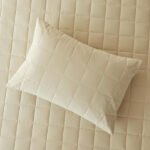 0 Pamuk Kumaş Kapitoneli Bej Çok Amaçlı Tek Kişilik Yatak Örtüsü Seti 1 Adet 180 X 230 / 1 Adet 50 X 70 Cm - Görsel 2