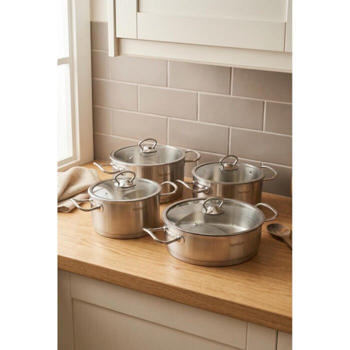 Bambum Bambu Sofia 8 Parça Çelik Tencere Seti - Görsel 5