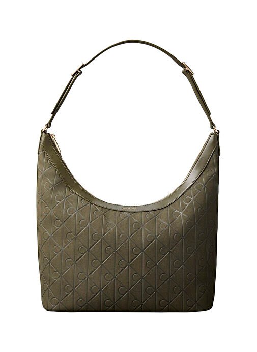 FreistellerOff Calvin Klein Haki Kadın Omuz Çantası EMBLEM AOP SUEDED M SHOULDER BAG - Görsel 1