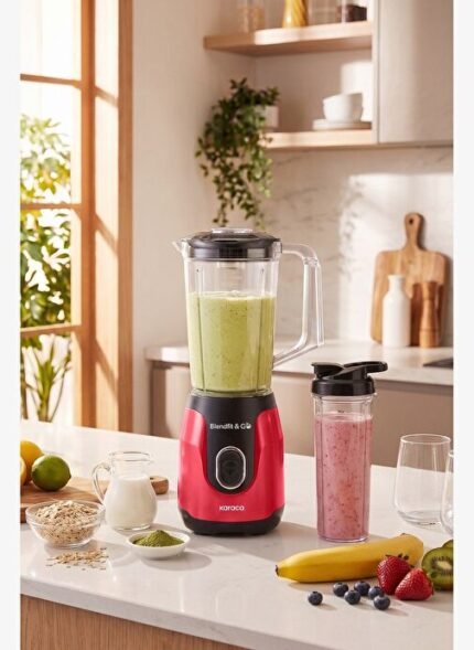 Karaca Blendfit Go Smoothie Blender Set 1000 ml+600 ml Red