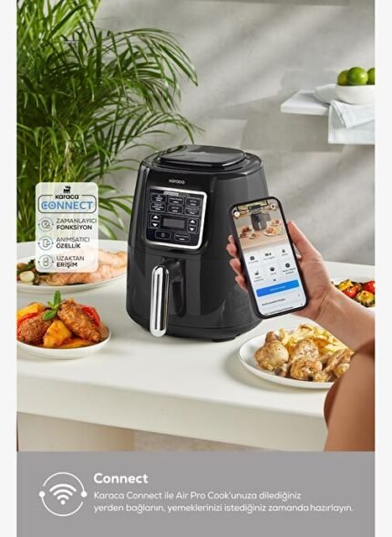 Karaca Connect Air Pro Cook XL 2 in 1 Uzaktan Erişimli Airfryer Shadow Grey 4L