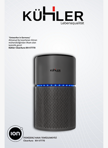KÜHLER Hava Temizleyici ClearAura KH-V7770 – İyonizer & 3 Aşamalı Filtre