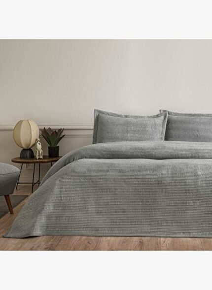 Linens Velona Çift Kişilik Yatak Örtüsü Seti Gri