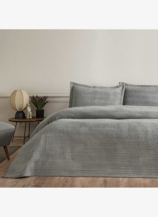 tryoshop-b-linens-velona-cift-kisilik-yatak-ortusu-seti-gri-15684503-1-5 Linens Velona Çift Kişilik Yatak Örtüsü Seti Gri - Görsel 1