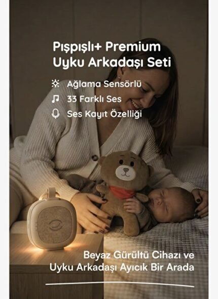 Budizzz Plus 33 Sesli Ağlama Sensörlü Beyaz Gürültü Cihazı | Uyku Arkadaşı Ayıcık (Bej)