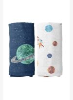 Casadora Baby Space Planet %100 Organik Pamuk Müslin 2'li Örtü Seti 90 x 90 cm
