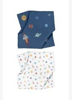 Casadora Baby Space Planet %100 Organik Pamuk Müslin 2'li Örtü Seti 90 x 90 cm - Görsel 2