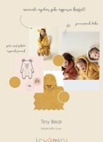 İrya Tiny Bear Organik Pamuk Çocuk Panço Hardal - Görsel 4
