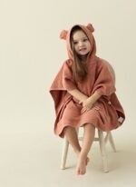 İrya Tiny Bear Organik Pamuk Çocuk Panço Kiremit