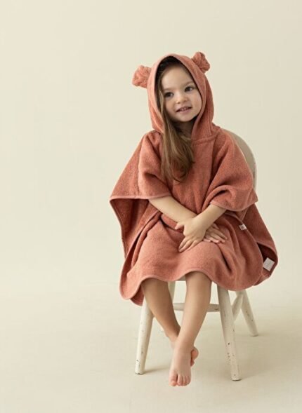 İrya Tiny Bear Organik Pamuk Çocuk Panço Kiremit