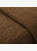 Ecocotton Hifa Çift Kişilik Pike Takımı %100 Pamuk Dokuma Kahverengi 240X260 Cm - Görsel 3