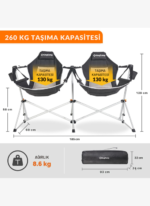 KingCamp Orchid Double Çift Kişilik Salıncaklı Katlanır Kamp Sandalyesi - Görsel 3