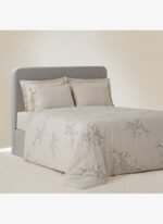 Ecocotton Libera Çift Kişilik Nevresim Takımı %100 Organik Pamuk Keten Süzene Nakışlı Krem-Bej 200x220 Cm