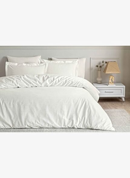 Linens White Collection Siren UC Pamuk Jakar Çift Kişilik Nevresim Takımı Beyaz